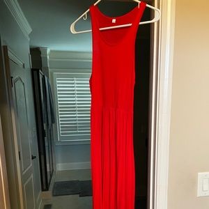 Red maxi racerback dress